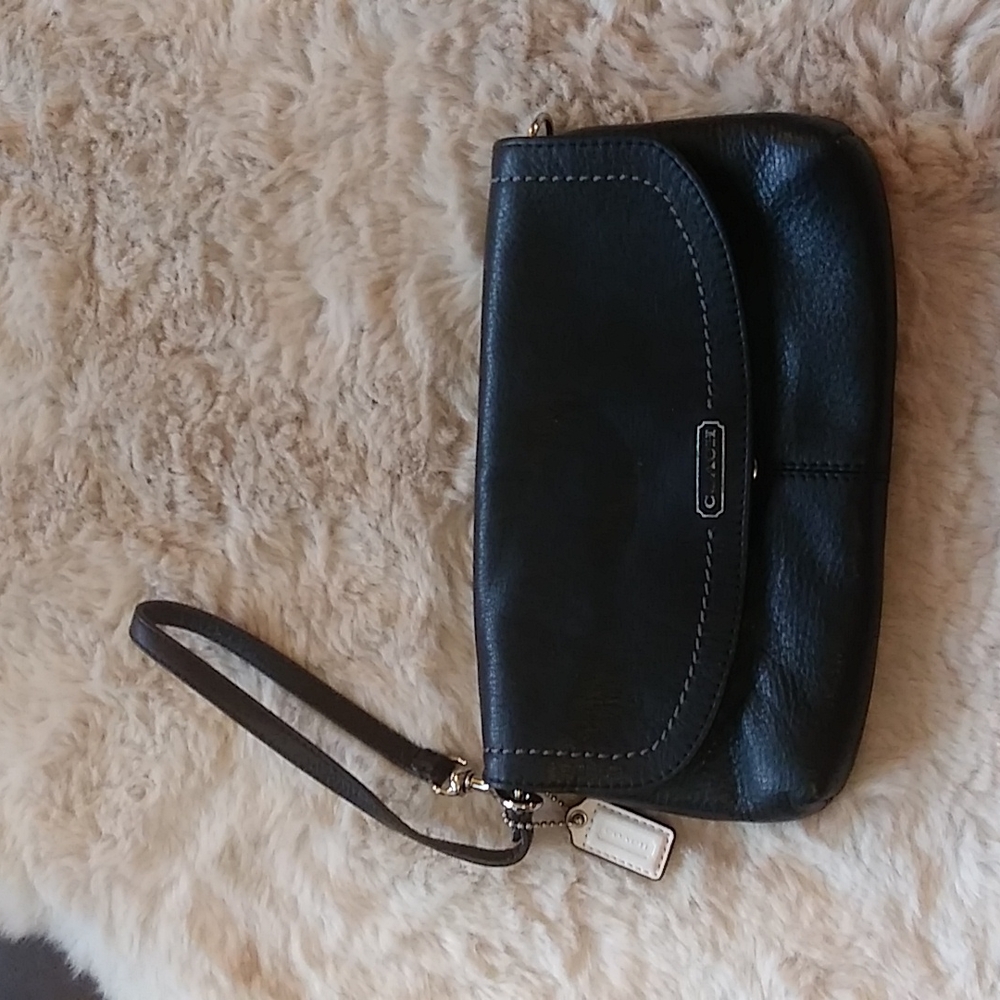 Vintage Coach black wristlet/wallet.